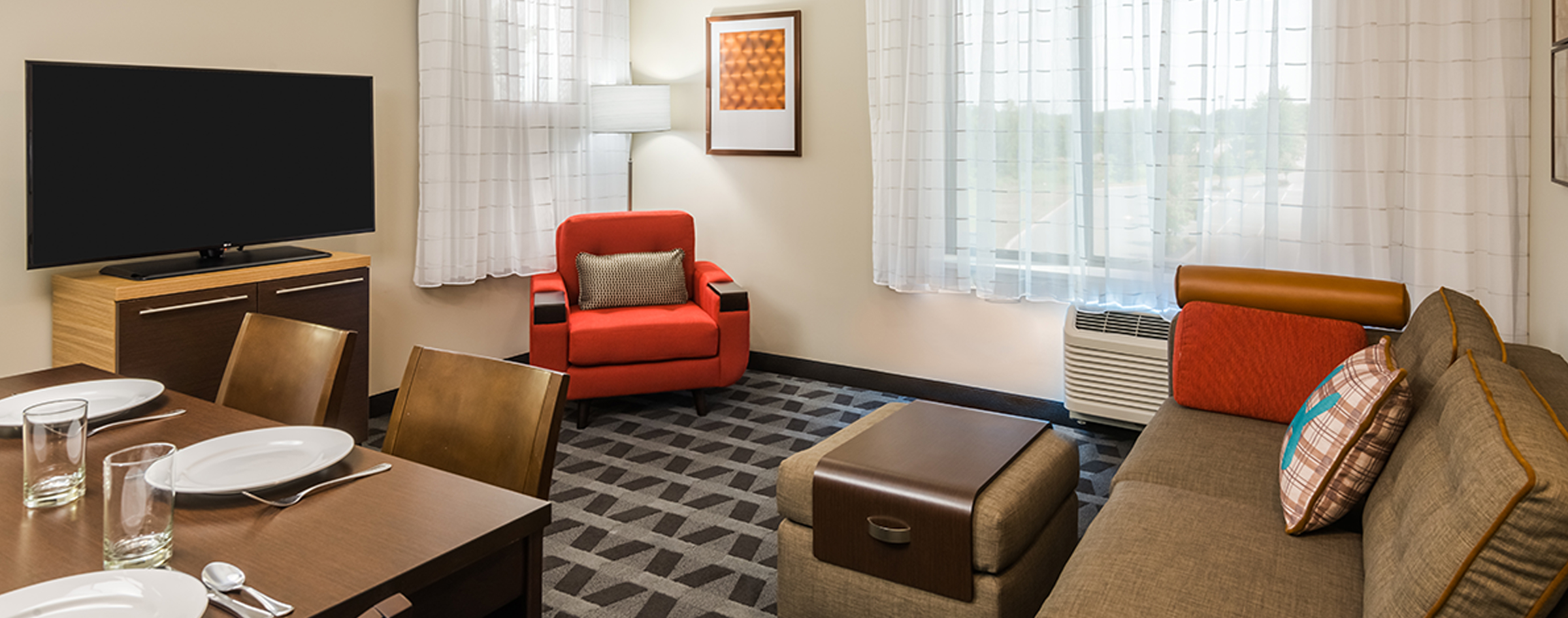 Suite living area at TownePlace Suites Latham Albany Airport